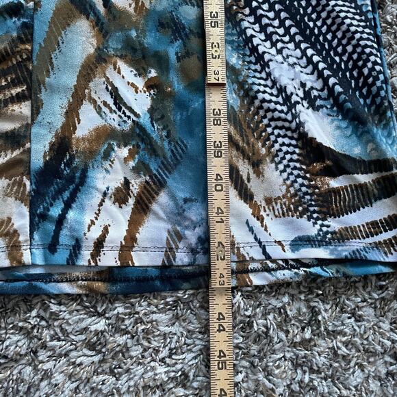 Y2K Midi Dress Size Medium Blue Brown Animal Print Sleeveless Babydoll Stretch - Picture 14 of 15